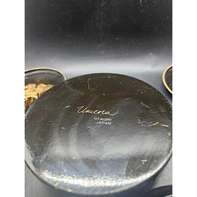 Otagiri Company Vintage Otagiri Unicorn Gold/Black Melamine Six Coasters/Box, Japan For Sale - Image 4 of 6
