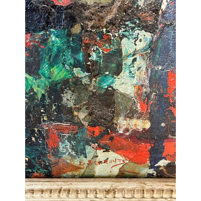 Vintage Abstract Cityscape Oil on Canvas Signed Artist | Chairish
