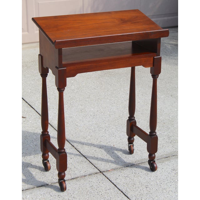 American Antique Colonial Revival Walnut Lectern | Bible / Dictionary Stand | Rolling Book or Music Stand | 33” H For Sale - Image 3 of 14