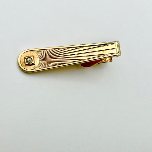 1950s Mid-Century Hollywood Regency Boho Chic Sunburst With a Rhinestone Tie Clip For Sale - Image 9 of 10