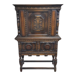 1920s Jacobean Tall China or Dresser