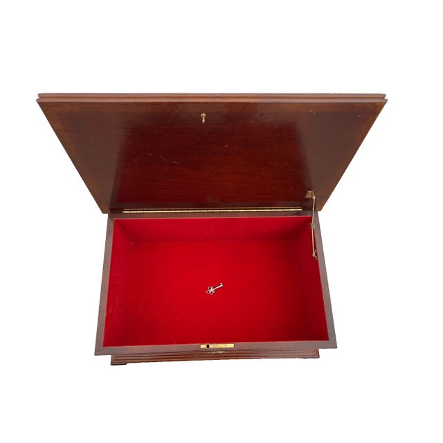 Chinese Vintage Flip Top Cabinet Small Chest Felt Lined Mahogany With Lock and Key For Sale - Image 3 of 11