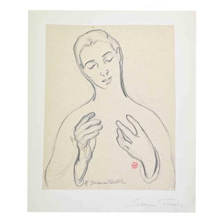 Suzanne Tourte, Portrait of a Woman, 1940s, Pencil on Paper For Sale