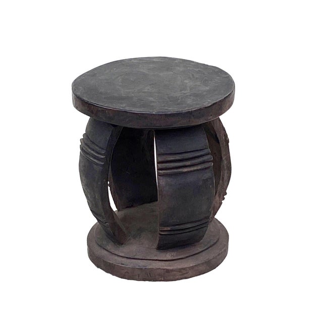 African Vintage African Large Baga Stool Guinea-Bissau 14" H by 12.5"w For Sale - Image 3 of 6