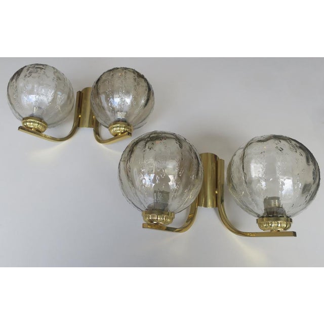 Brass & Glass Double Wall Lights, 1970s, Set of 2 For Sale - Image 14 of 14