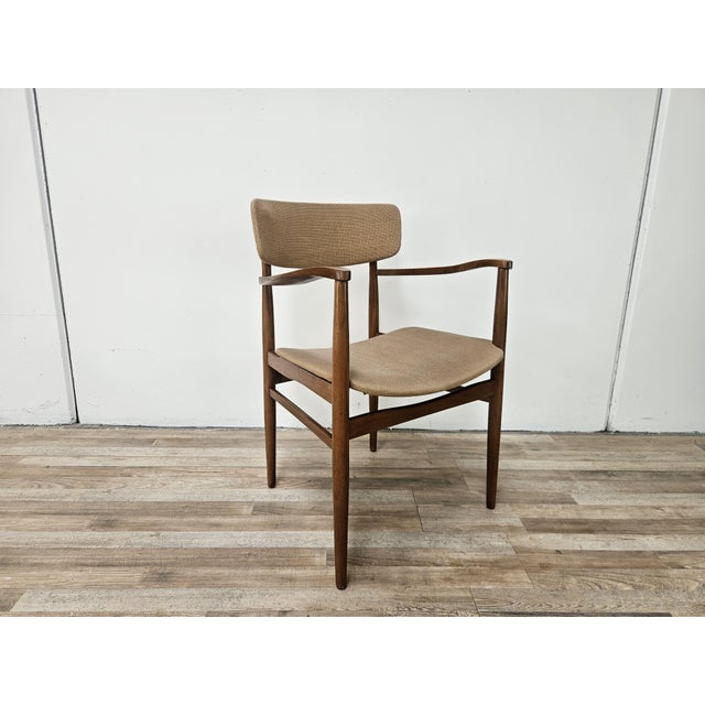 Swedish Armhair in Wood and Brown Fabric, 1970 For Sale - Image 14 of 14