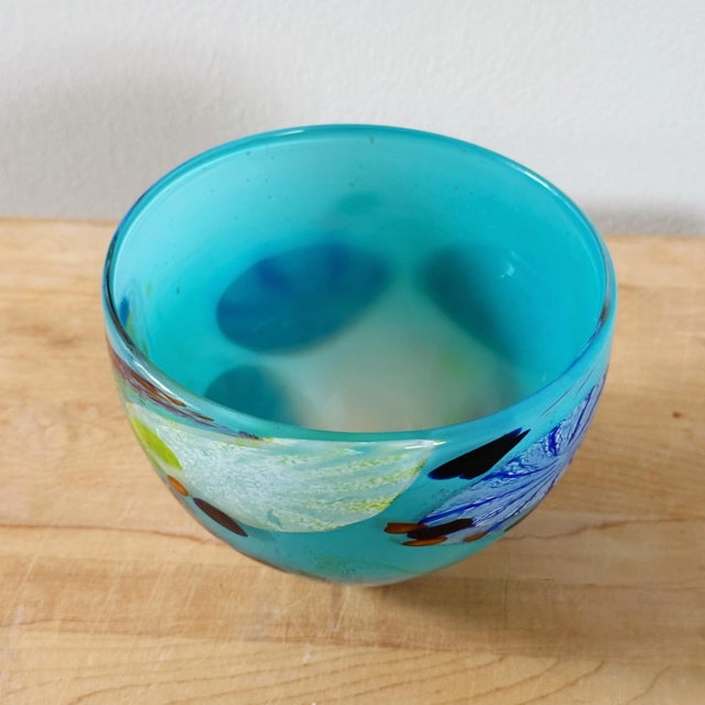 Vintage Mouth Blown Glass Bowl With Millefiori in Blue For Sale - Image 4 of 7