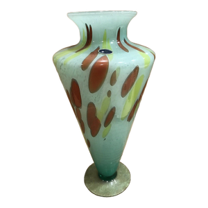 Vintage Murano Lavorazione Blue Green Brown Vase Made in Italy