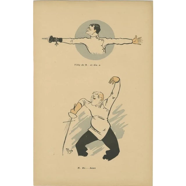 1900 - 1909 Mich, Fencing Caricatures, 1907, Paper, Set of 3 For Sale - Image 5 of 10