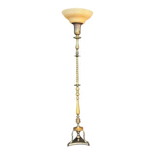 1930s Rare Bronze Torchiere Floor Lamp For Sale