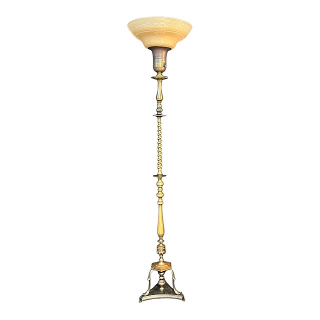 1930s Rare Bronze Torchiere Floor Lamp For Sale