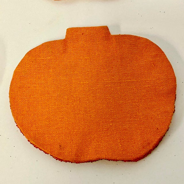 1980s Vintage Americana Boho Chic Beaded Pumpkin Jack-O-Lantern Coasters - Set of 4, Halloween For Sale - Image 9 of 9