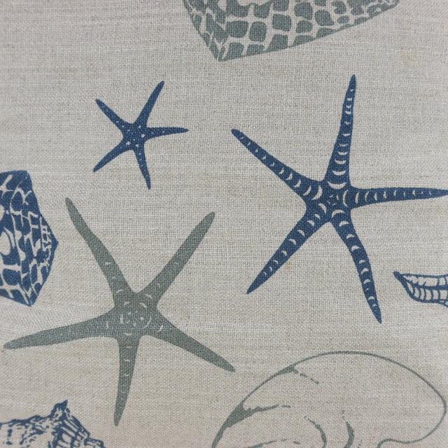 Sand Coastal Seashell and Starfish Print Pillow – Oceanic Charm For Sale - Image 8 of 11