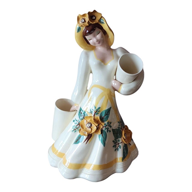Mid Century Modern Ceramic Hedi Schoop Woman Planter Figurine, C1950s For Sale