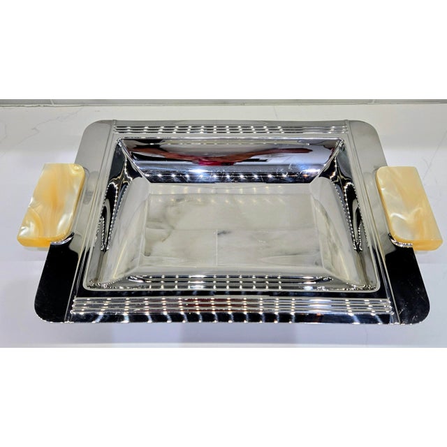 Elevate your home bar with this striking vintage French bar tray by Couzon, crafted in high-quality 18/10 stainless steel...
