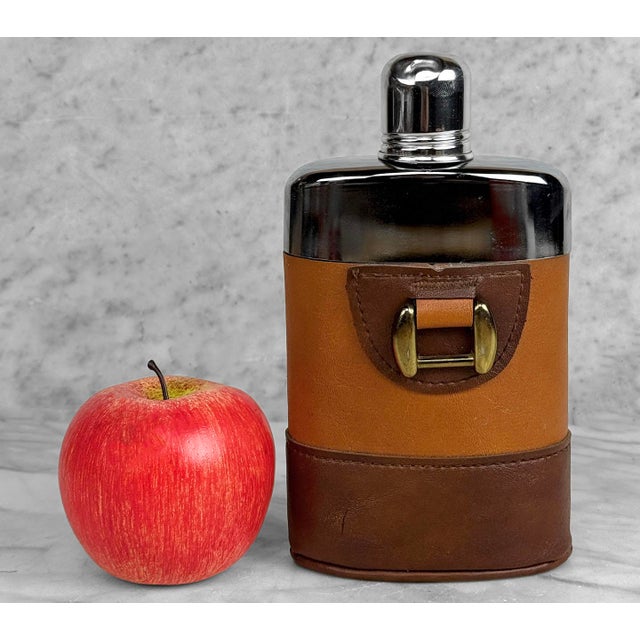 A Traditional Leather & Glass Horse Bit Liquor Flask, c. Late 20th Century - Pairs Nicely with Many Traditional & Eclectic...