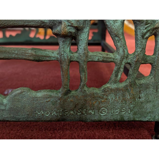 John B. Mortensen Western Sculptural Stone-Top Table, Bronze Panel For Sale - Image 10 of 13