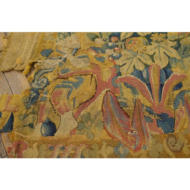 1650s Camel Belgian Floral Flemish Tapestry Set 2' 6"x 4' 6" Silk Flatweavve Carpet Rug For Sale In New York - Image 6 of 9