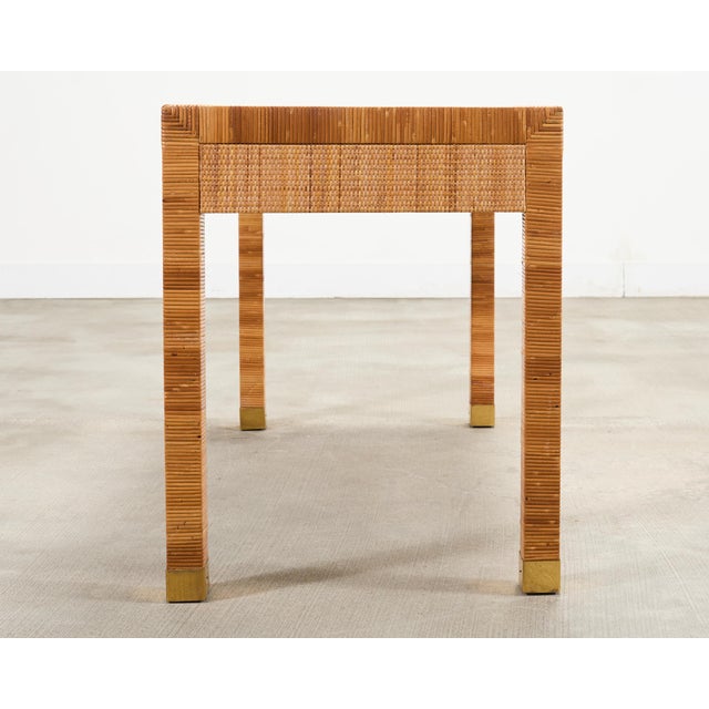 Billy Baldwin for Bielecky Brothers Rattan Cane Writing Desk For Sale - Image 12 of 18