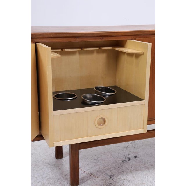 Wood Mid-Century Walnut Sideboard with Bar Compartment, 1960s For Sale - Image 7 of 17