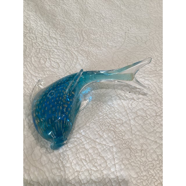 Blue dolphin with copper Avventurina flakes . Designed by Vincenzo Nason .still has original label.