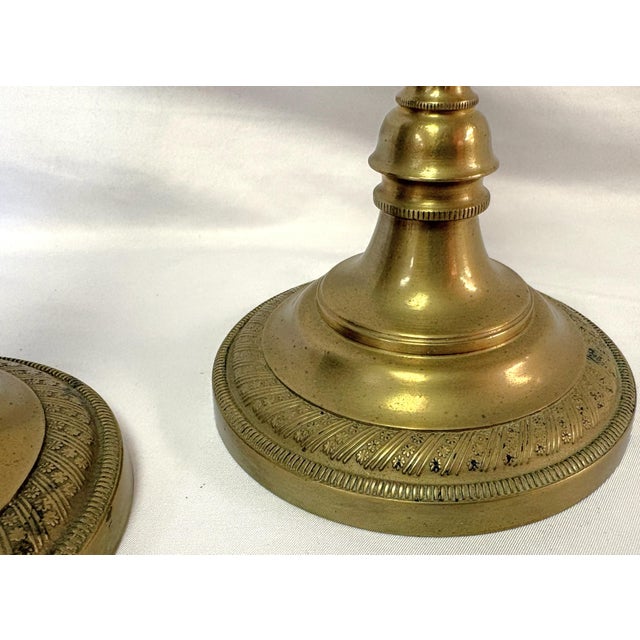Antique French Brass Candlesticks- A Pair For Sale - Image 9 of 18