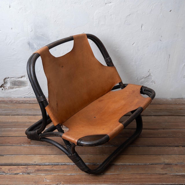 1960s Italian Bamboo and Leather Lounge Chair, 1960s For Sale - Image 5 of 18