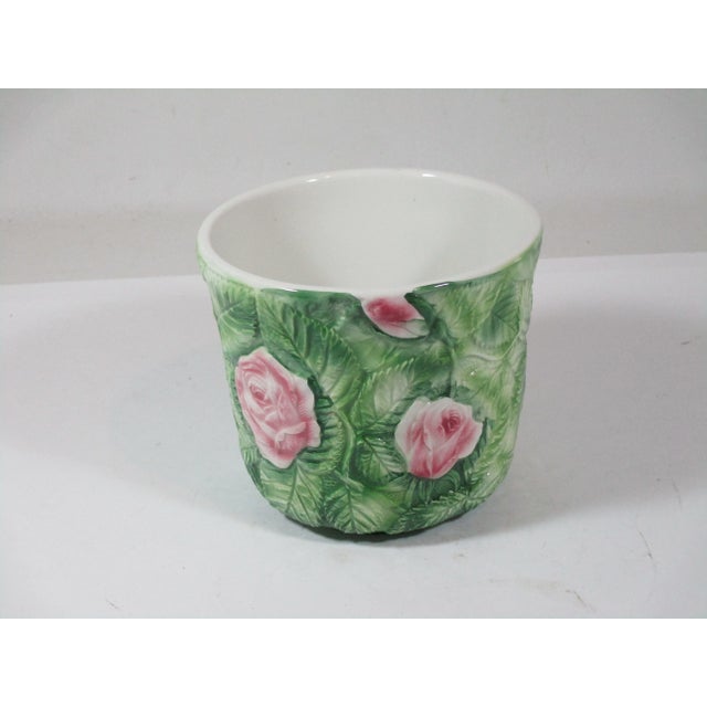 Ceramic 1980s Italian Rose Cachepot For Sale - Image 7 of 7