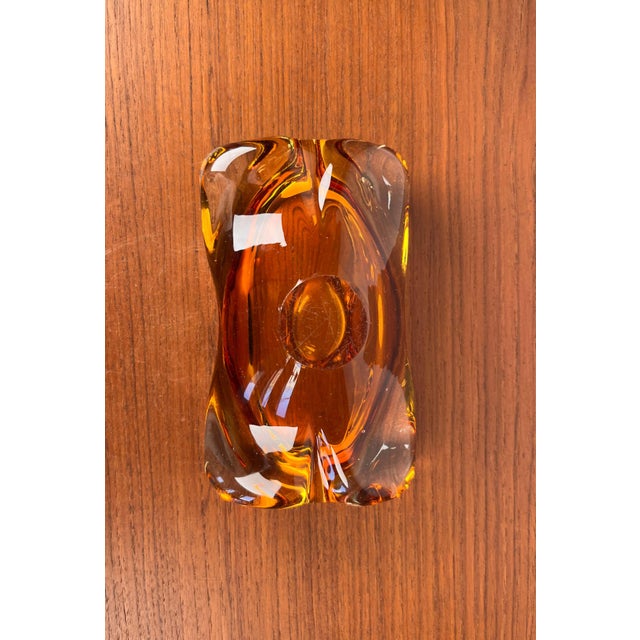 Vintage Amber Coloured Art Glass Ashtray or Bowl, 1970s For Sale - Image 14 of 18