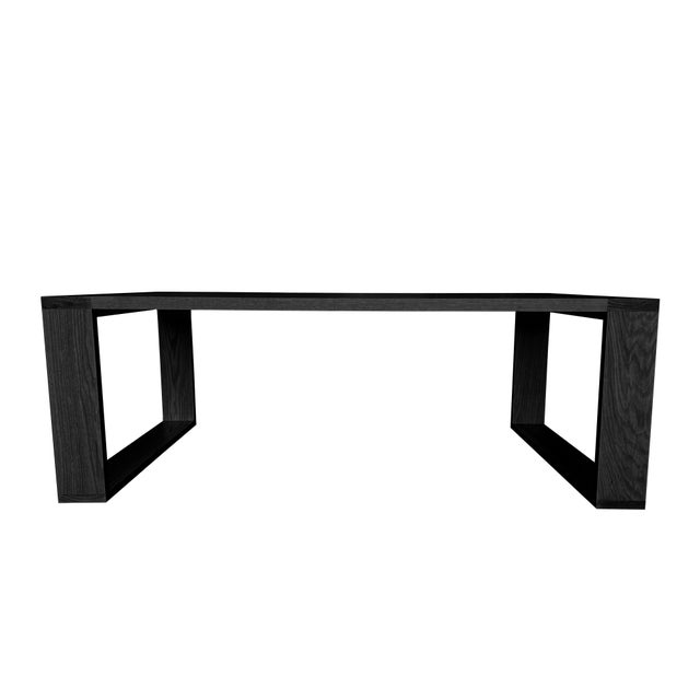 Contemporary Carre Rectangular Solid White Oak Dining Table Black 78" For Sale - Image 3 of 7
