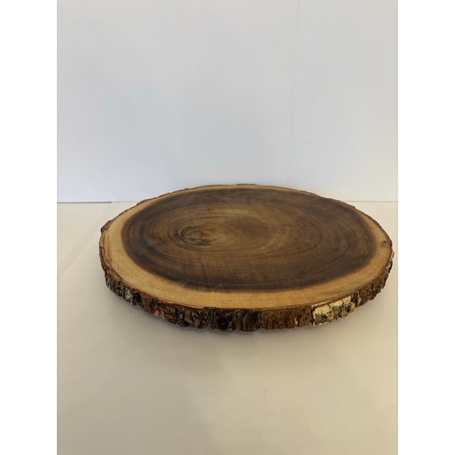 1980s Wooden Acacia Lazy Susan ''16 Round For Sale - Image 4 of 6
