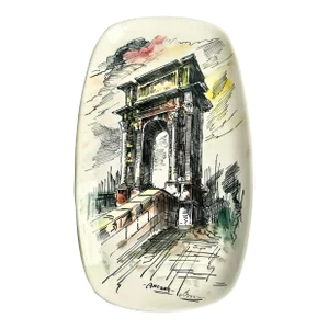Hand Painted Vintage Italian Pottery Arch of Trajan in Ancona Wall Plate