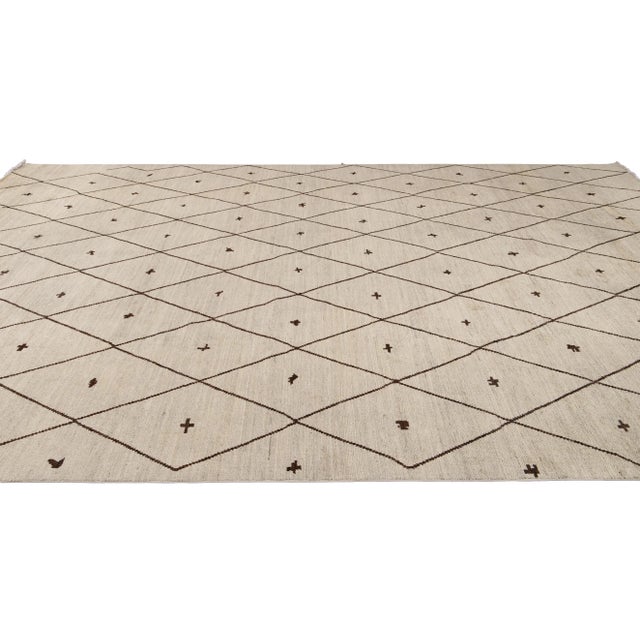 Large Modern Berber Moroccan-Style Wool Rug 12 Ft 4 in X 17 Ft 9 In For Sale - Image 9 of 13