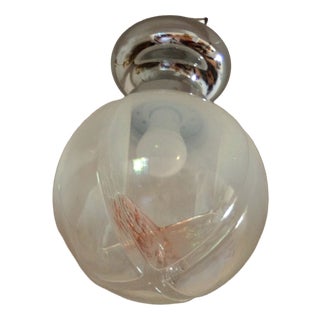 Mid-Century Italian Glass and Chrome Metal Pendant Light, 1960s For Sale