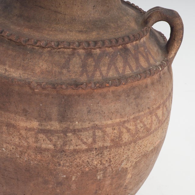Vintage Earthenware Storage Vessel with Incised and Painted Motifs, 1950s For Sale - Image 10 of 11