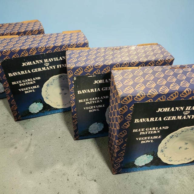 Shabby Chic 1970s New Old Stock Johann Haviland Blue Garland Master Dinnerware Set - Service for 8 With Rare Hostess Pieces, Factory Sealed Boxes- 63 Pieces For Sale - Image 3 of 9