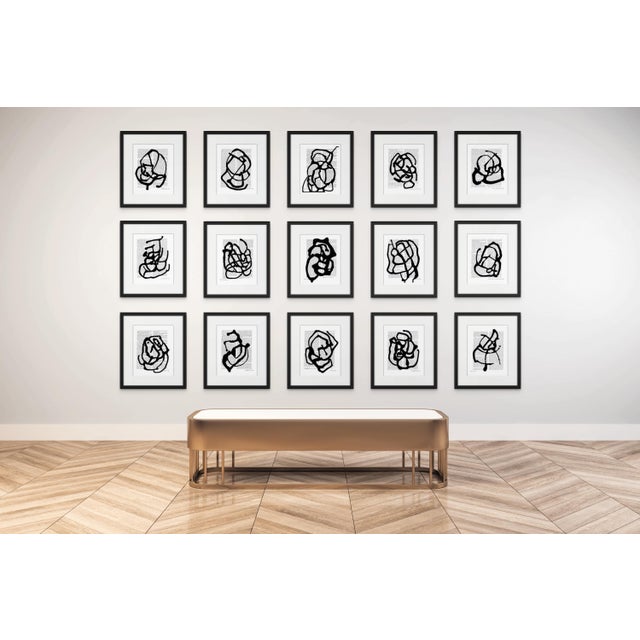 FREE SHIPPING FOR A LIMITED TIME ONLY! Black & White Abstractions Series' (2) Framed Gallery Wall Art Prints Installation...