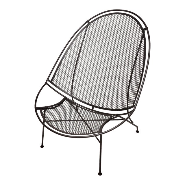 Vintage Salterini Mid-Century Modern Radar Black Metal Patio Chair For Sale