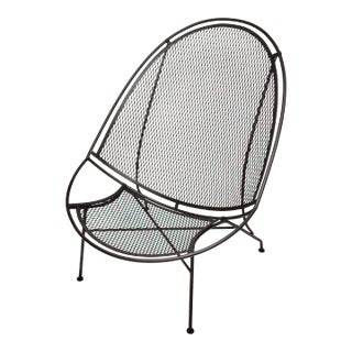 Vintage Salterini Mid-Century Modern Radar Black Metal Patio Chair, Attributed For Sale