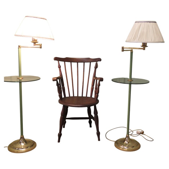 Glass Vintage French Art Deco Adjustable Swing Arm Floor Lamps, 1970, Set of 2 For Sale - Image 7 of 7