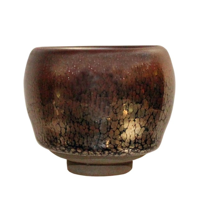 Metal Chinese Handmade Jianye Clay Bronze Black Glaze Decor Teacup 2 Pieces For Sale - Image 7 of 7