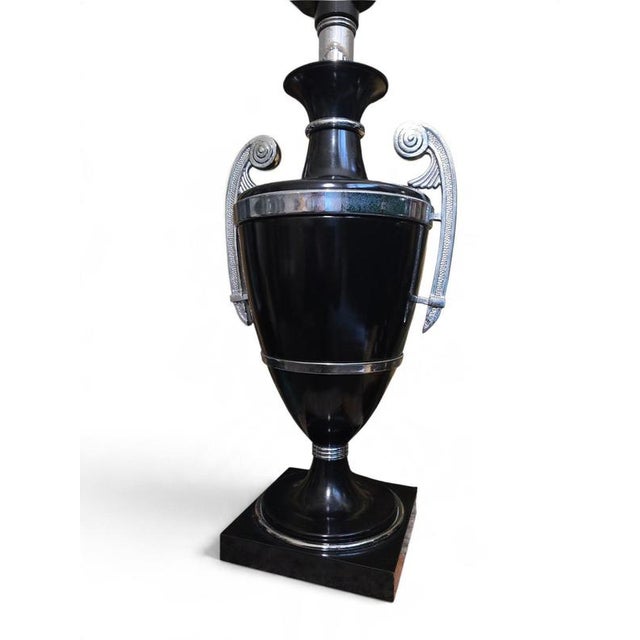 20th Century Art Deco Black Painted Metal Lamps with Chrome Handle, 1920, Set of 2 For Sale - Image 11 of 12