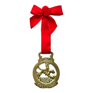 Vintage Equestrian English Horse Brass Holiday Christmas Ornament Tally Ho Horse Racing