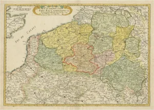 Antique Map of Northwestern France and Catholic Belgium, 1648
