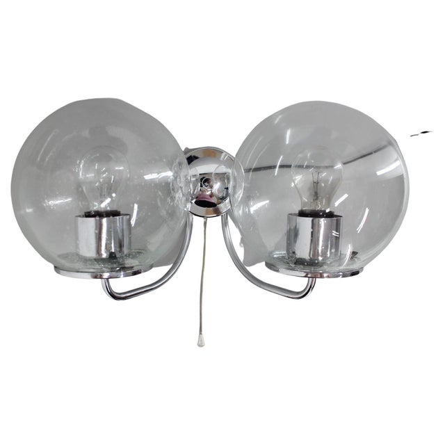 Chrome and Glass Wall Lamp, Czechoslovakia, 1970s For Sale - Image 16 of 16