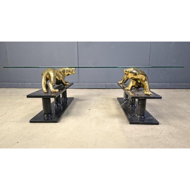 Brass and Marble Jaguar Coffee Table, 1970s For Sale - Image 10 of 12