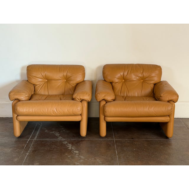 1980s B & B Italia Leather Lounge Chairs in great vintage condition. No rips, or holes, super soft leather. Signed....