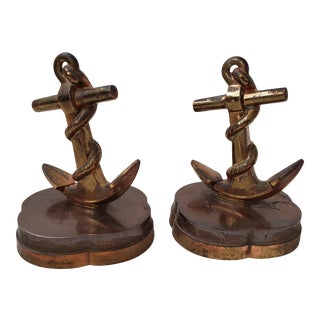 1970s Brass Anchor Bookends - a Pair For Sale