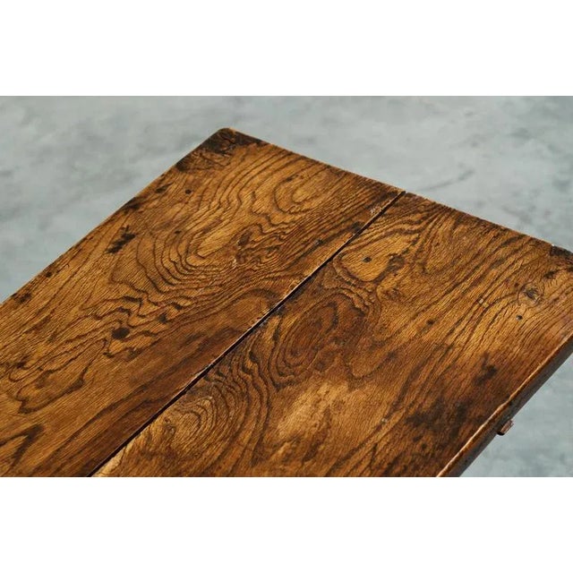 Antique Wabi Sabi Style Trestle Side Table in Oak For Sale - Image 12 of 14