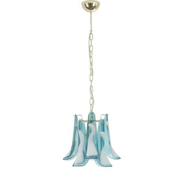 Petal Suspension Lamp in Murano Glass Color and White Color, 1990s For Sale